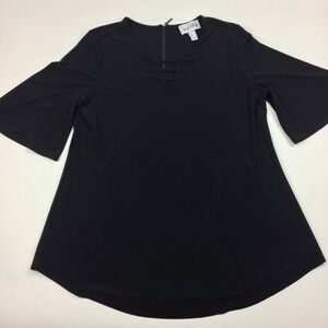 Joesph Ribkoff Tunic Top 12 Black Canada Flare Sleeve V Neck Blouse